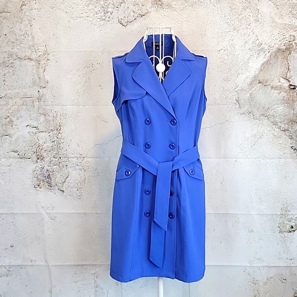 Spense double-breasted sleeveless belted midi dress in sky blue Women's Size 6P